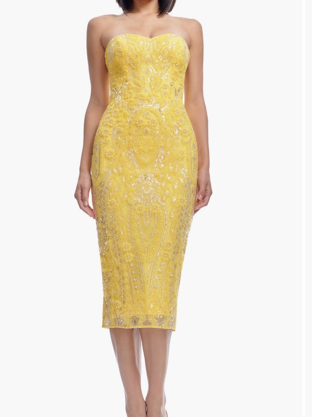 Dress the Population Shailene Sequin Strapless
Cocktail Dress Canary Yellow